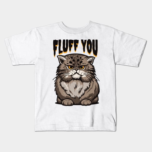 Grumpy Fluff: Cat with Attitude Kids T-Shirt by Life2LiveDesign